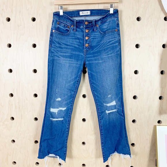 Madewell Women's Cali Demi Boot Distressed Jeans Size 27 - Picture 2 of 8